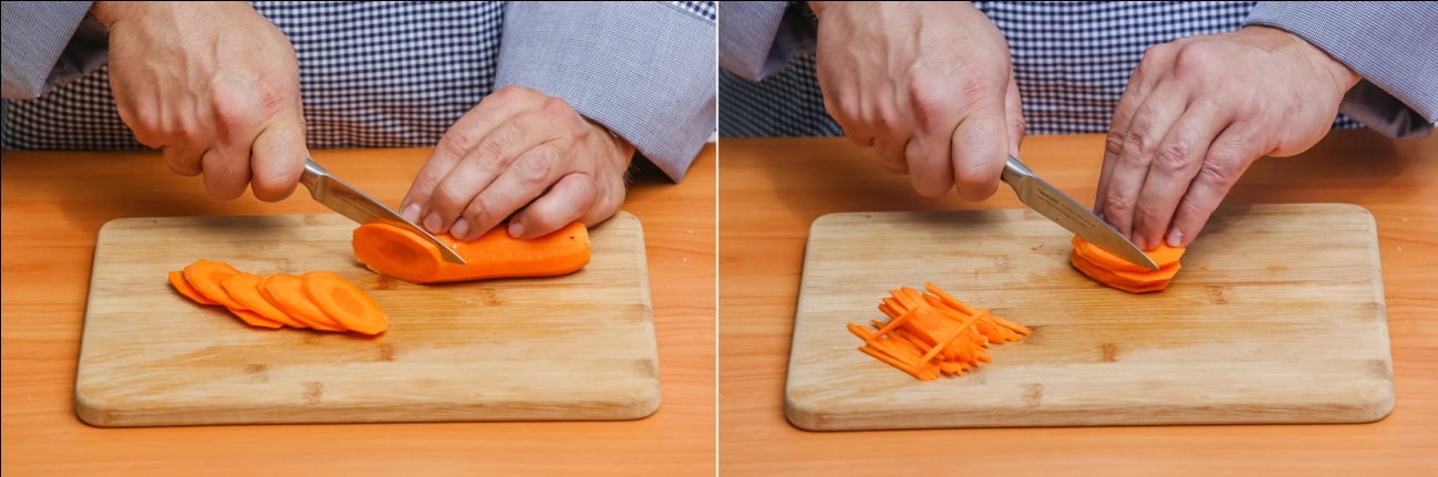 Порезать морковь соломкой. Правильная нарезка овощей. Морковка нарезанная соломкой. Нарезка овощей брусочками. Нож режет овощи