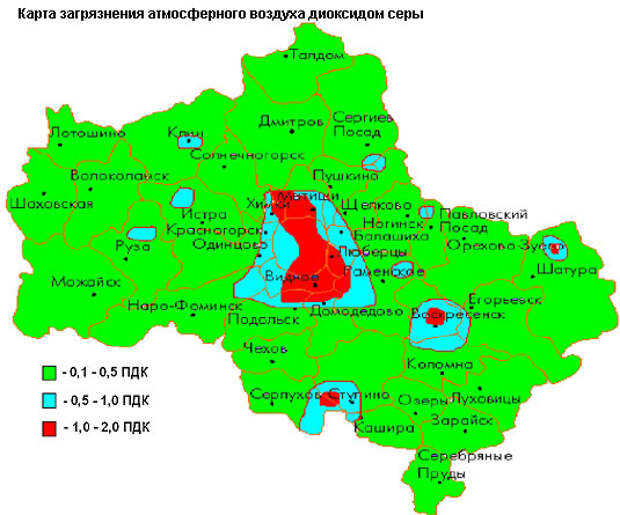 Карта загрязнений воздуха москвы